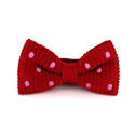 Red Knitted Bow Tie with Pink Polka Dots