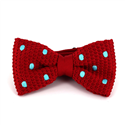 Red Polka Dot Knit Bow Tie in Turquoise
