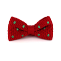 Red Knitted Bow Tie with Green Polka Dots