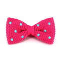 Pink Knitted Bow Tie with Turquoise Polka Dots