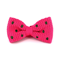Dark Green Polka Dot Pink Knit Bow Tie