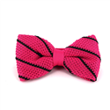 Pink Knit Bow Tie with Black Stripes