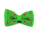 Green Knit Bow Tie with Magenta Polka Dots