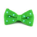 Green Knitted Bow Tie with Turquoise Polka Dots