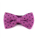 Violet Knit Bow Tie with Black Dots