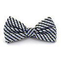 Blue and Gold Striped Shimmer Bow Tie