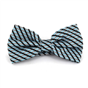 Turquoise and Grey Striped Shimmer Bow Tie