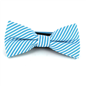 Turquoise and White Fine Striped Bow Tie