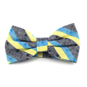 Grey, Light Blue, and Yellow Striped Bow Tie