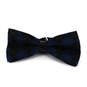 Blue and Black Diamond Pattern Leather Bow Tie