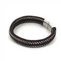 Braided Brown Leather Steel Bracelet