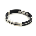 Black Rubber and Steel Bracelet with Rectangular Motif