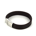 Brown Leather and Steel Bracelet