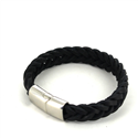 Black Leather and Steel Bracelet