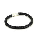 Cylindrical Black Leather and Steel Bracelet I