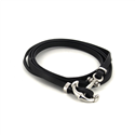 Black Leather and Steel Anchor Bracelet I