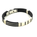 Steel and Black Rubber Cord Bracelet I