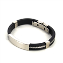 Steel and Black Rubber Cord Bracelet with Smooth Design