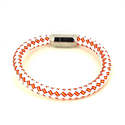 White Leather Bracelet with Spanish Flag