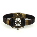 Brown Leather Bracelet with Helm