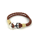 Braided Leather Bracelet with Anchor