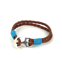 Braided Leather Bracelet with Anchor