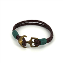 Braided Leather Bracelet with Anchor