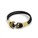 Braided Leather Bracelet with Anchor