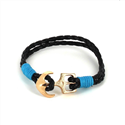 Braided Leather Bracelet with Anchor