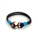 Braided Leather Bracelet with Anchor