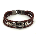 Braided Brown Leather Bracelet with Anchor